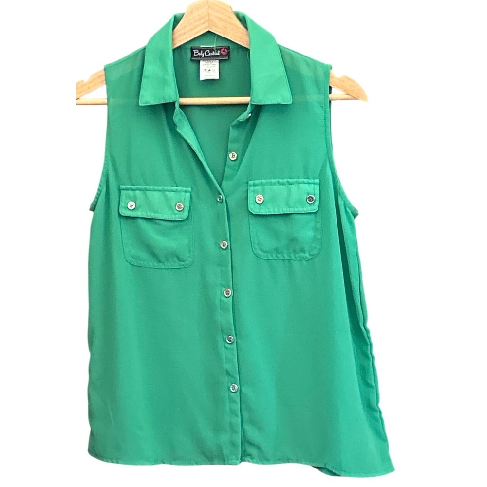 Y2K Body Central Sleeveless Button Down Blouse Office Siren Business Casual